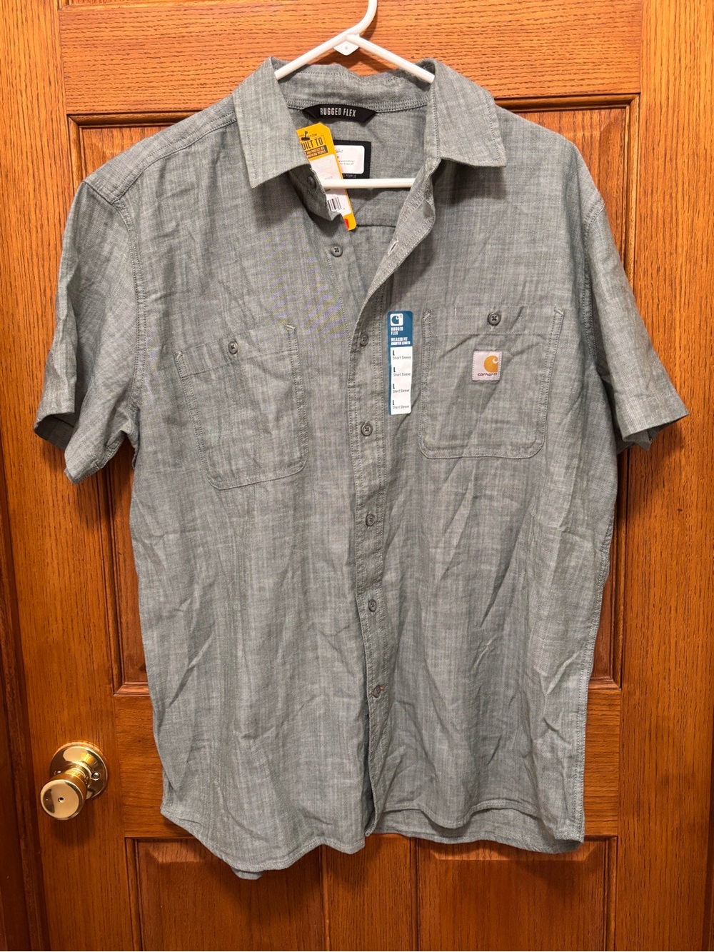 Carhartt Men's Short-Sleeve Button-Down Shirt in Heather Gray
